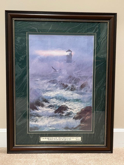 Lighthouse print with scripture verse
