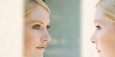 woman's face in the mirror
