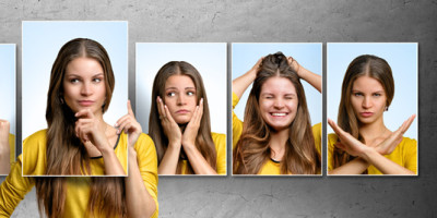 Same girl with different expressions