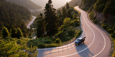 Car driving on a winding road