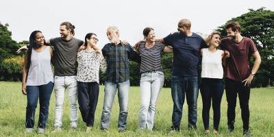 family in a line