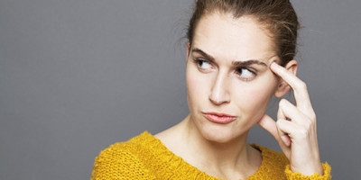 Woman looking suspicious