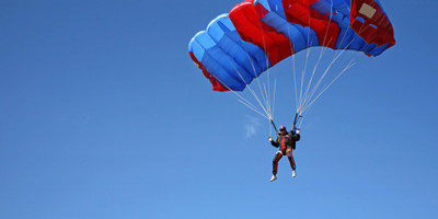 Skydiver parachuting