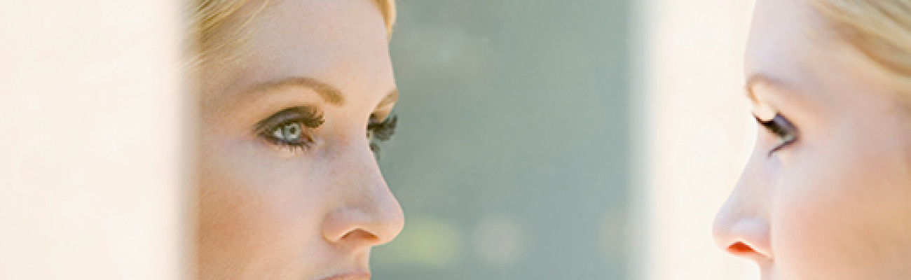 woman's face in the mirror