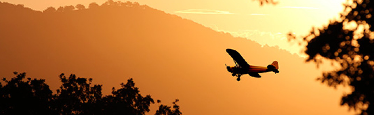 Airplane at sunset