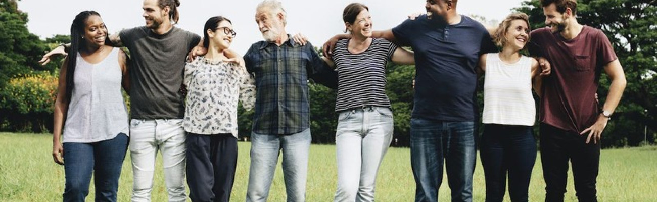 family in a line