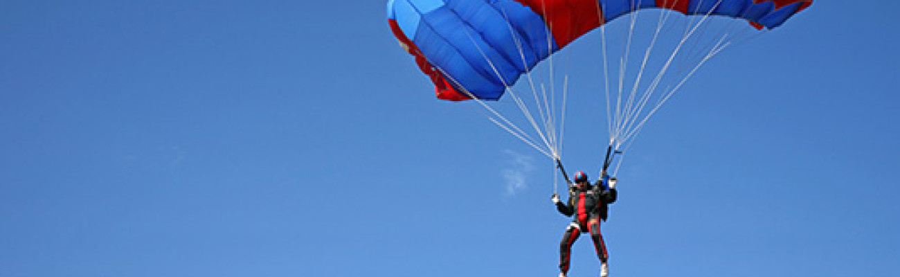 Skydiver parachuting