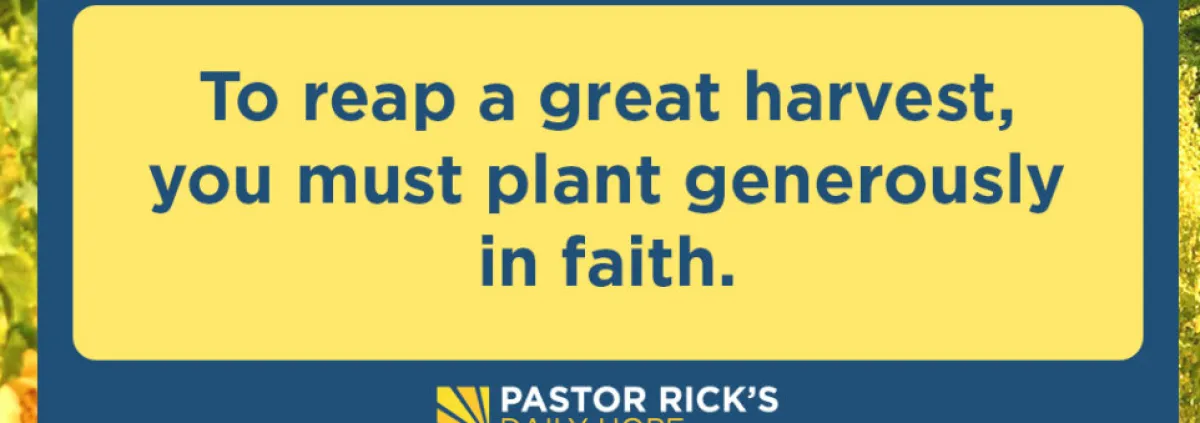 To Reap you must Sow 